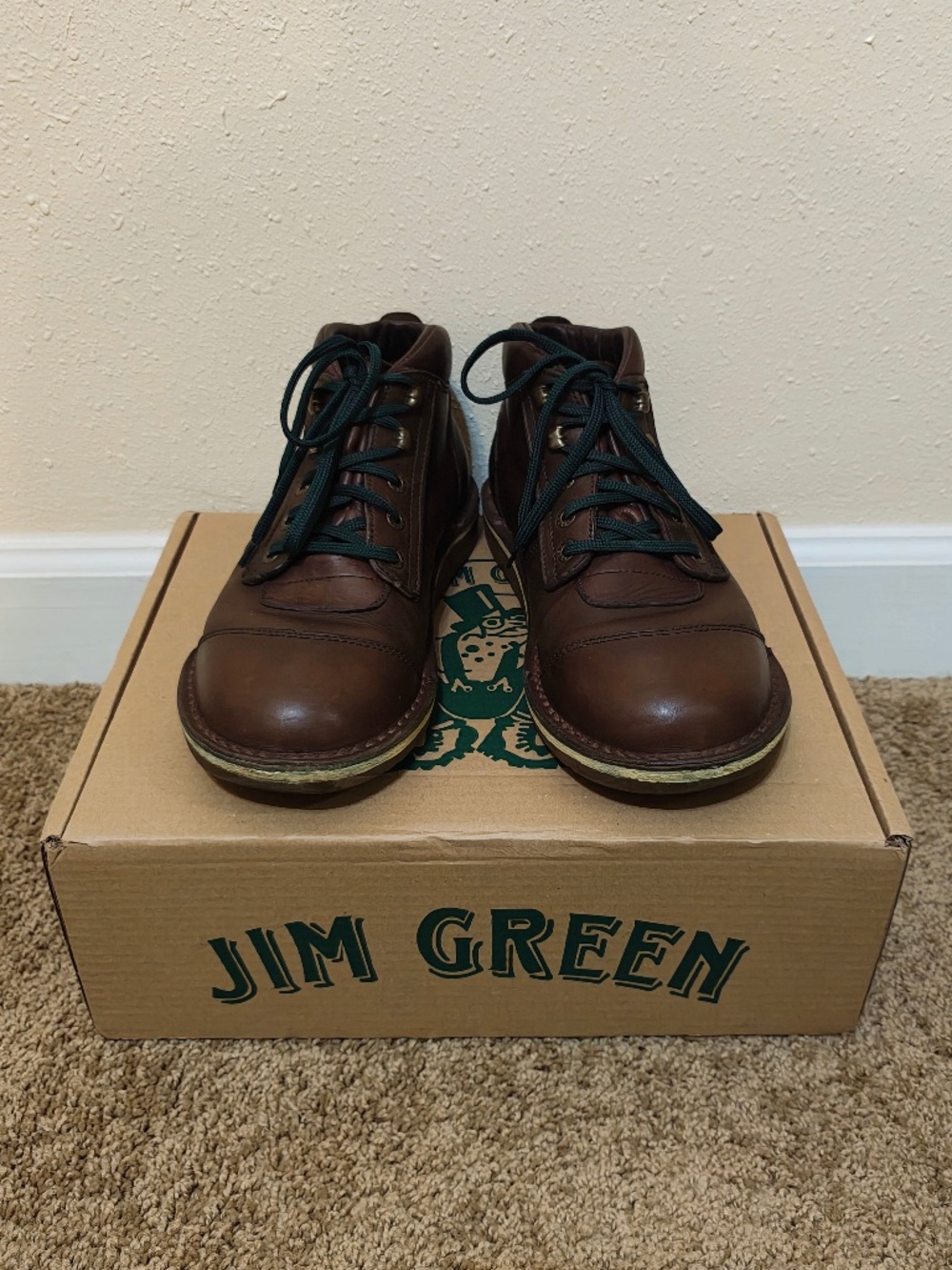 Customized Jim Green African Ranger Brown Leather Mens Work Boots Size 10